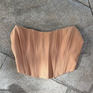 White Fox Boutique Tan Corset Crop Top